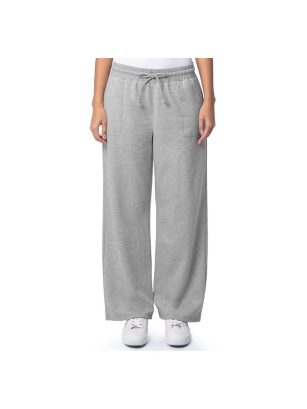 Wide-Leg Fleece Sweatpants with Pockets and Drawcord